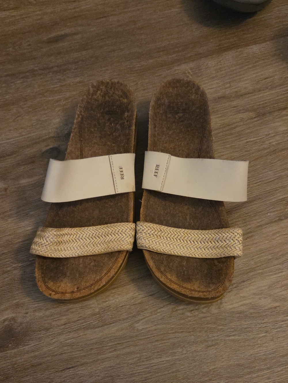 Reef Beige and Brown Double-Band Slide Sandals